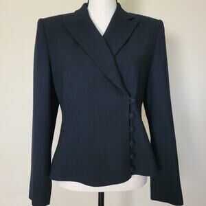 EUC Vintage Beautiful Evan-Picone 6 Button Front Wool Suit Jacket Black